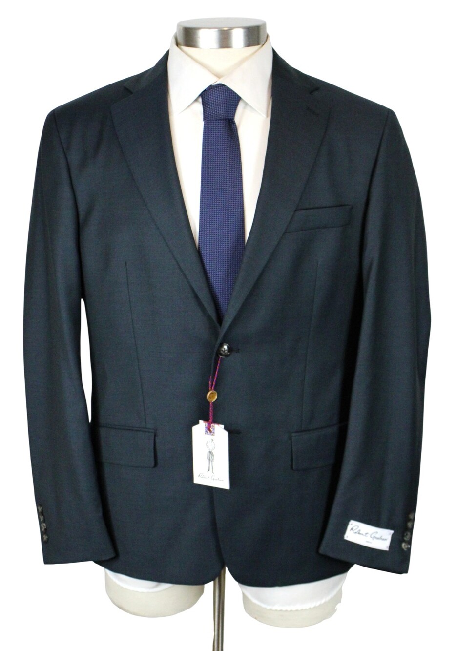 Robert Graham Reno Suit Jacket 42 L Mens Modern Fit Hunter Green Wool 2 Button
